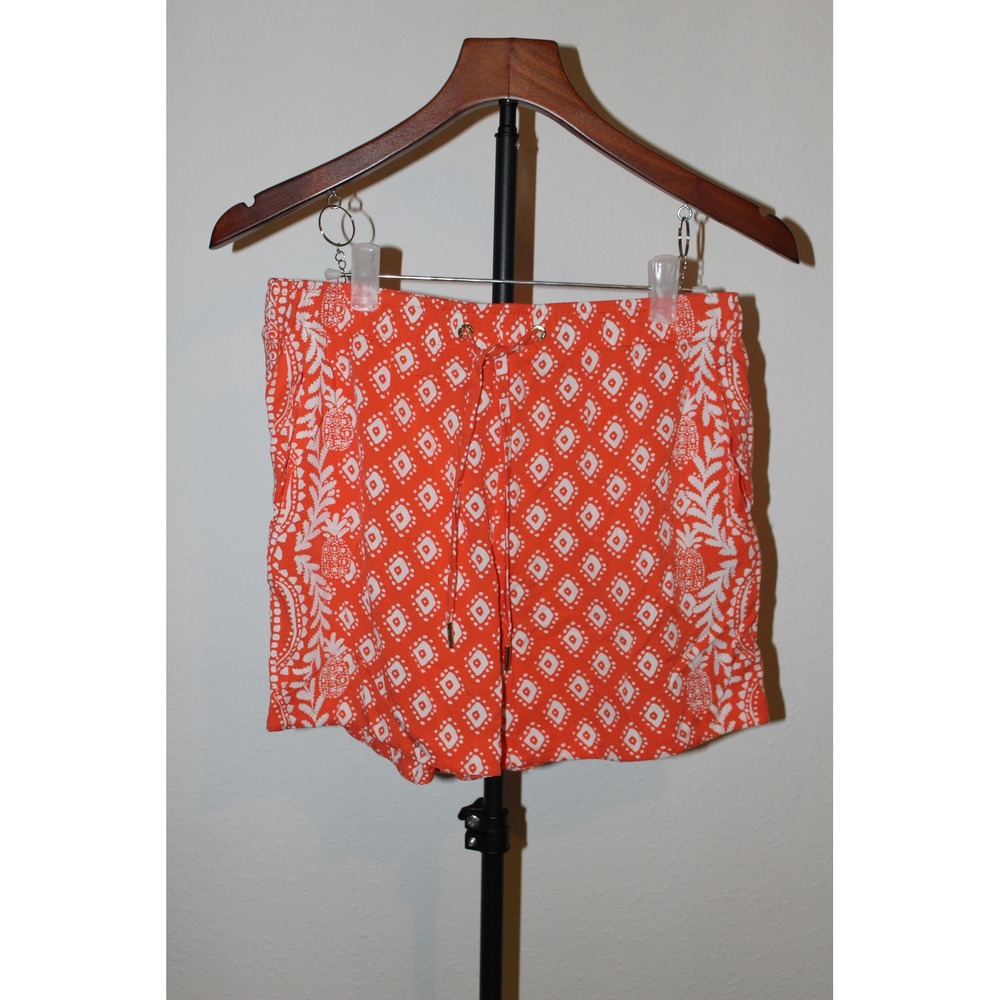 Lilly Pulitzer Women's Orange White Pineapple Diamond Print Drawstring Shorts S
